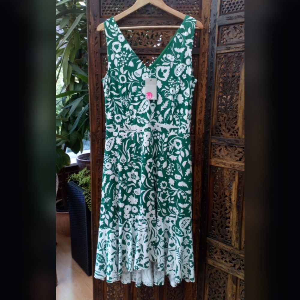 BODEN GREEN FLORAL MIDI DRESS
